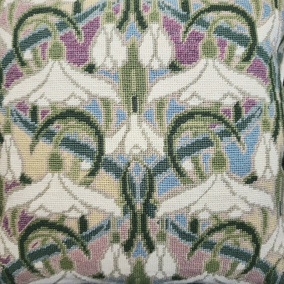 Ehrman Snowdrops Needlepoint Pillow Tapestry Velvet Back Zip Art Nouveau Floral - Picture 3 of 11
